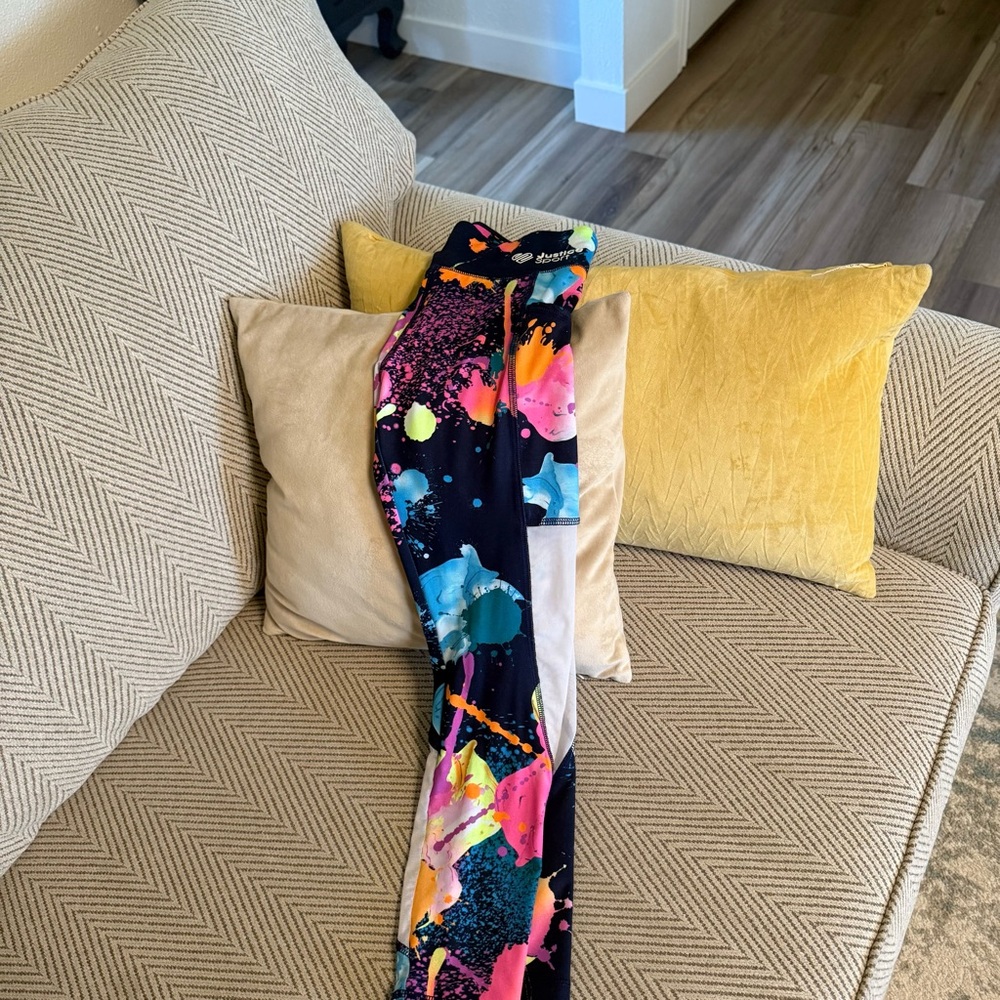 Justice Multicolor leggings EUC